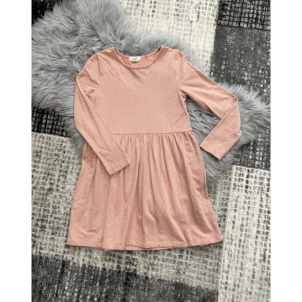 PEEK Coral Dress Polka Dots L/S Stretch EUC Girl's Size XL (12)